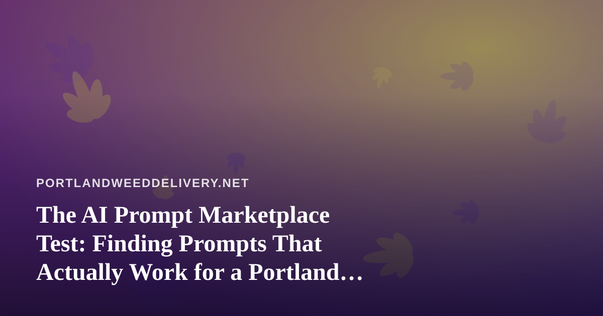 The AI Prompt Marketplace Test: Finding Prompts That Actually Work for a Portland Cannabis Delivery Business