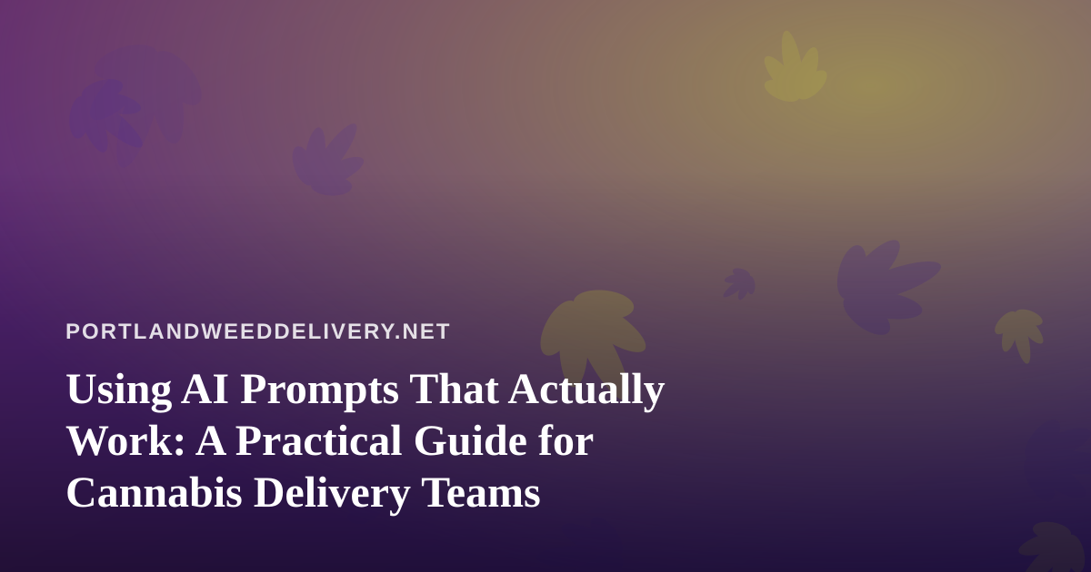 Using AI Prompts That Actually Work: A Practical Guide for Cannabis Delivery Teams